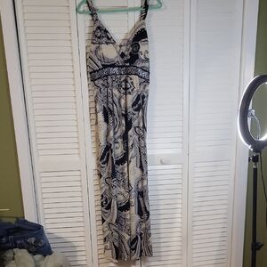 Elegant Blue and White Maxi Dress